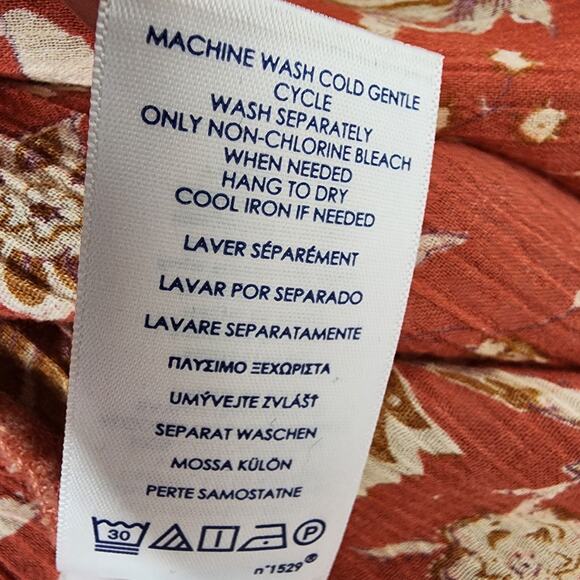 Chaps Top Blouse Womens XXL Peasant Cottage Core Boho Floral Squareneck Sheer - Picture 11 of 12